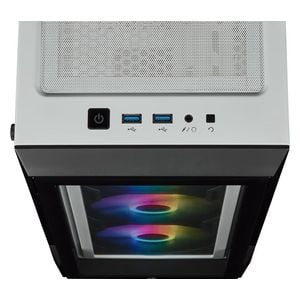  CORSAIR CC-9011191-WW - iCUE 220T RGB Tempered Glass Mid-Tower Smart Case - Steel, Tempered Glass - 3 Fan - 7 Case Expansion Slots - White 