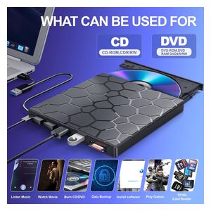 بدون ماركة 8 في 1 أسود محرك أقراص دي في دي خارجي USB 3.0 للابتوب / سطح المكتب / ماك بوك