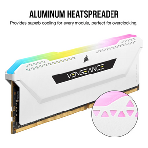  CORSAIR RGB PRO SL 16GB (2x8GB) DDR4 DRAM 3600MHz C18 Memory Kit – White 