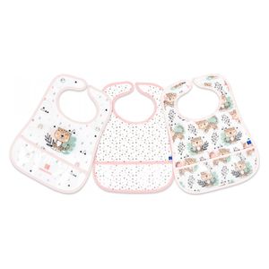  Kikka Boo Savanna Waterproof Bib Set with Pocket, 3 Pieces - Pink 