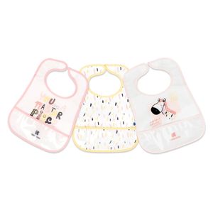 Kikka Boo Savanna Waterproof Bib Set with Pocket, 3 Pieces - Pink