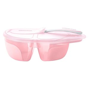 Kikka Boo Two compartment bowl with spoon Tasty - Pink