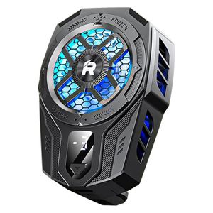  مبرد هاتف ريماكس - RT F8i - شاشة رقمية - تثبيت مغناطيسي مع مشبك - إضاءة RGB - بقوة 8 واط - اسود 