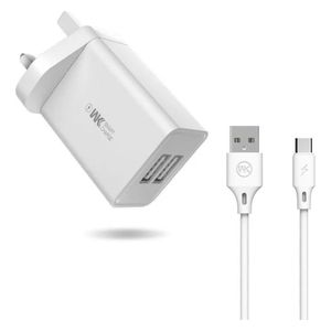  WEKOME WK WP U56 Maxspeed - Wall Charger - Dual USB with USB to USB-C Cable - White 