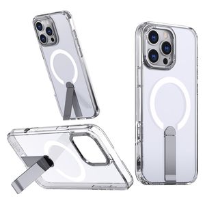  Fashion Case iPhone 16 Pro Max Case - Clear - MacSafe Support - Built-in Foldable Kickstand - High-Quality Crystal Acrylic 