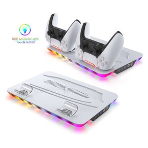 حامل بلي ستيشن مع تبريد متعدد الوظائف دوبي - PS5-RGB - ابيض