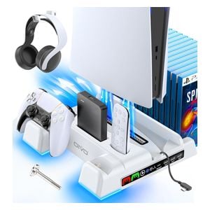حامل اكس بوكس مع تبريد متعدد الوظائف دوبي - PS5-RGB - ابيض