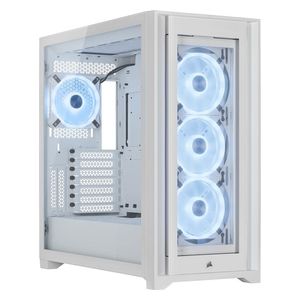 حافظة كومبيوتر كورسير - iCUE 5000X RGB - أربع مراوح QL120 RGB مرفقة - ابيض