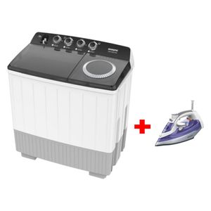  غسالة شونك حوض مزدوج - 10كغم - WW-1500TXW-NI-B2400CB - ابيض + مكواة شونك بخارية - ازرق 