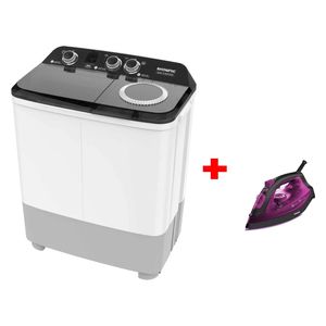  غسالة شونك حوض مزدوج - 7كغم - WW-1100TXW-NI-A2180CB - ابيض + مكواة شونك بخارية - بنفسجي 
