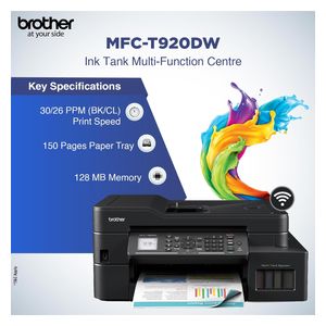 طابعة برذر نافثة للحبر الكل في واحد ملونة - MFC-T920DW - واي فاي - اسود