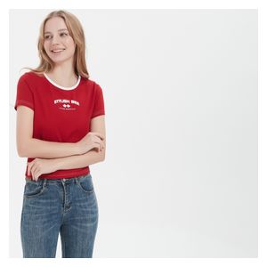 Stylish Bee Cotton Short Sleeve T-shirt - WBTRDS001 - S / Red