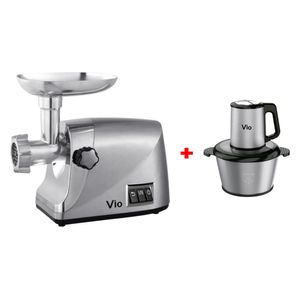 Vio V602 - Meat Grinder - Silver + Vio VMH02-2L - Chopper - 300W - Gray