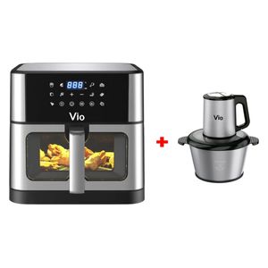 Vio V40010L - Air Fryer - Silver + Vio VMH02-2L - Chopper - 300W - Gray