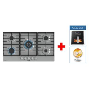  طباخ داخلي غازي جورنجي - 5 مشاعل - GW9C51X - ستانلس ستيل + قلاية كهربائية + مدفأة كاربون 