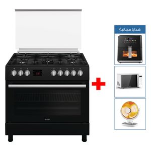  طباخ جورنجي غازي - 5 مشاعل - GGI9C20B - اسود + مايكرويف + قلاية كهربائية + مدفأة كاربون 