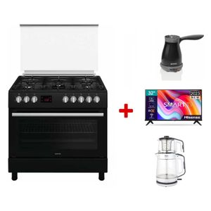  Gorenje GGI9C20B - 5 Burners - Gas Cooker - Black  + 32-inch TV Screen + Coffee Maker + Tea Maker 