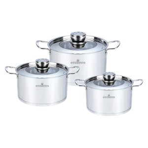  Embleme EM-SS3S25 - Stainless Steel Cookware Set - 6 Pieces - Multi-Layer Base - Silver 