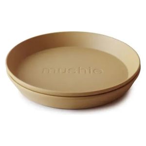 Mushie - Round Dinnerware Plates Set Of 2 - Brown