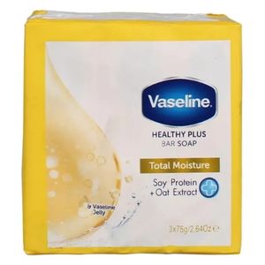  صابون فازلين هيلثي بلس توتال موستشر مع بروتين الصويا ومستخلص الشوفان، 3 قطع (3 × 75 غرام) 