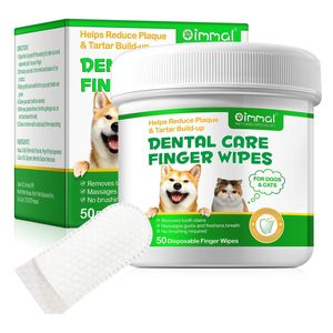  Oimmal Dental Care Finger Wipes for Dogs and Cats - 50 Wipes 
