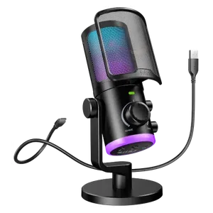  FIFINE AmpliGame A6 Microphone - RGB Lighting - USB - Black 