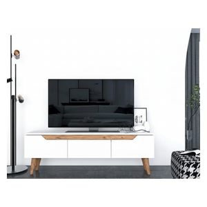  فرست شاين طاولة تلفاز خشبية مع ادراج - 42 الى 65 انج - ابيض 