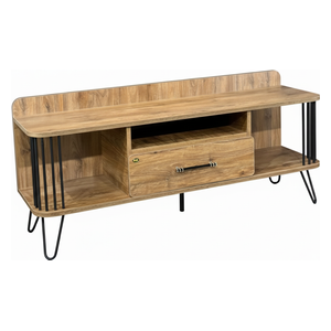  فرست شاين طاولة تلفاز خشبية مع درج ورفوف - 42 الى 55 انج - بيجي 