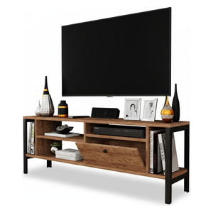  فرست شاين طاولة تلفاز خشبية مع درج ورفوف - 42 الى 55 انج - بيجي فاتح 