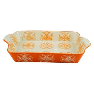 Gallery Home Orange Pattern Rectangular Ceramic Casserole