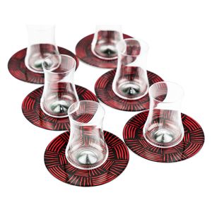 Gallery Home Turkish Tea Glasses Set, 6 Pieces - Red