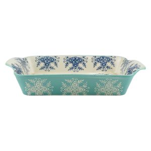 Gallery Home Rectangular Ceramic Casserole - Teal Pattern