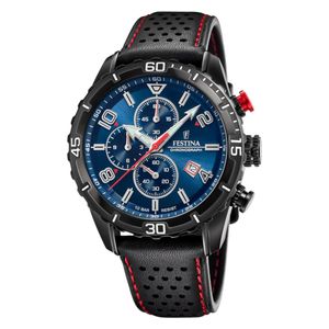  ساعة فيستينا للرجال F20519/2 - عرض بعقارب, سوار من الجلد - اسود 