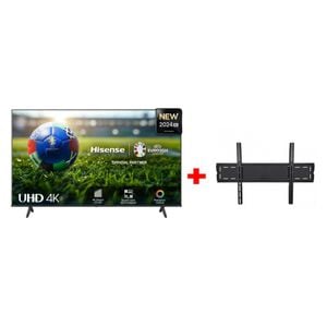 Hisense 65-Inch 65A61N - Smart - HD - LED - 2024 Model + ALNOUR MODEL 140 - TV Wall Mounted - Black