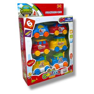  Toy Set with 6 Colorful Cars - Handcrafted Plastic 