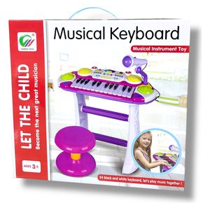 Musical Toy with Microphone, Battery and Charging Powered, and a Small Stool for Sitting