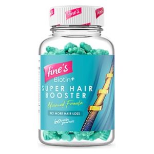  Fines Biotin+ Super Hair Booster Gummies - Natural Formula with Vitamins & Minerals - Supports Hair Growth, Reduces Hair Loss & Strengthens Hair, Skin & Nails - 60 pieces 