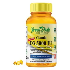  Greenfield Nutritions Halal Vitamin D3 5000 IU - Supports Bone Health, Immunity & Mood - 120 Softgels 