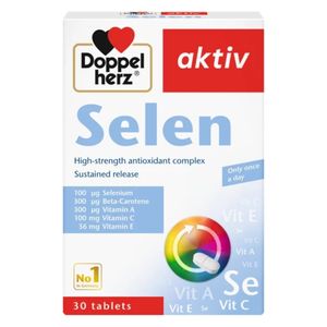  Doppel herz Aktiv Selen - High-Potency Antioxidant Complex with Selenium, Beta-Carotene, Vitamins A, C & E - 30 Tablets 