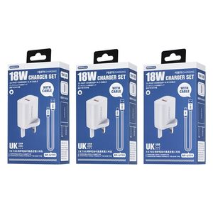 شاحن جداري ريماكس مع كيبل يو اس بي اي الى يو اس بي سي - 1 متر - 18 واط - RP-U119 - ابيض