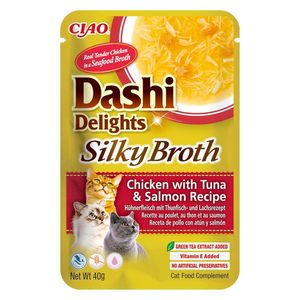  Inaba Ciao Dashi Delights Silky Broth Chicken with Tuna & Salmon Wet Cat Food Complement - 40g 