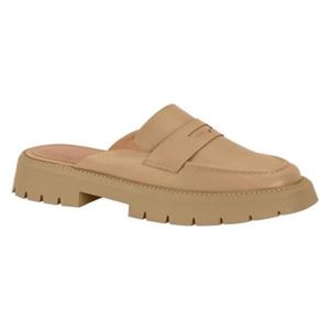 Vizzano 5cm Open Back Chunky Heel Loafer Shoes for Women - 41 - Beige