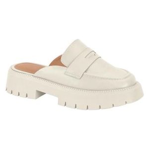Vizzano 5cm Open Back Chunky Heel Loafer Shoes for Women - 40 - White