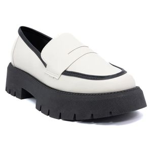 Vizzano 5cm Thick Heel Loafer Shoes for Women - 40 - White