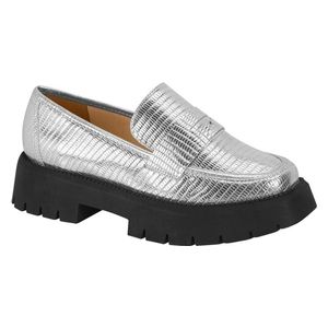 Vizzano 5cm Thick Heel Loafer Shoes for Women - 40 - Silver