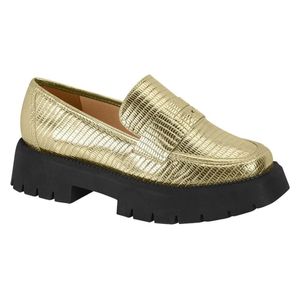 Vizzano 5cm Thick Heel Loafer Shoes for Women - 41 - Gold
