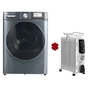  Denka MWM-08GFL - 8Kg - 1400RPM - Front Loading Washing Machine - Gray + Denka Heater - COH-13TWH - Oil-Filled Radiator - White 