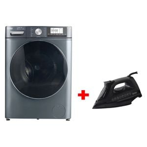  Denka MWM-12GFL - 12Kg - 1400RPM - Front Loading Washing Machine - Gray + Denka IST-2400PB - Steam Iron - Black 