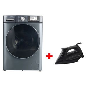 Denka MWM-10GFL - 10Kg - 1400RPM - Front Loading Washing Machine - Gray + Denka IST-2400PB - Steam Iron - Black 