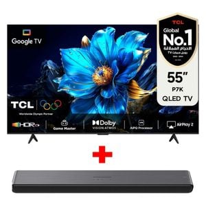TCL 55-Inch P7K Series - Smart - 4K - QLED - 60Hz - 2025 Model + TCL S45H - Soundbar Speaker